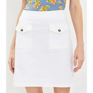 Ann Taylor LOFT Button Pocket Shift Skirt White 8
